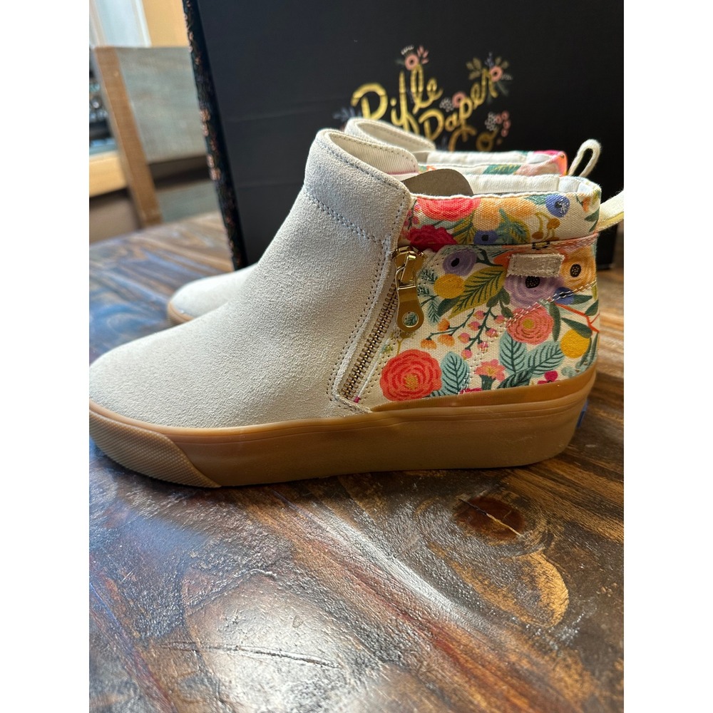 Keds x Rifle Paper Co Cream Suede Floral High Top Zipper Platform‎ Sneakers NWT - Picture 4 of 10